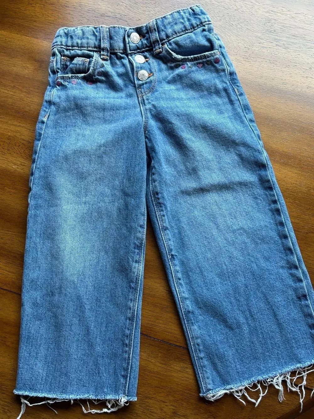 Zara Girls' Denim Wide Leg Jeans